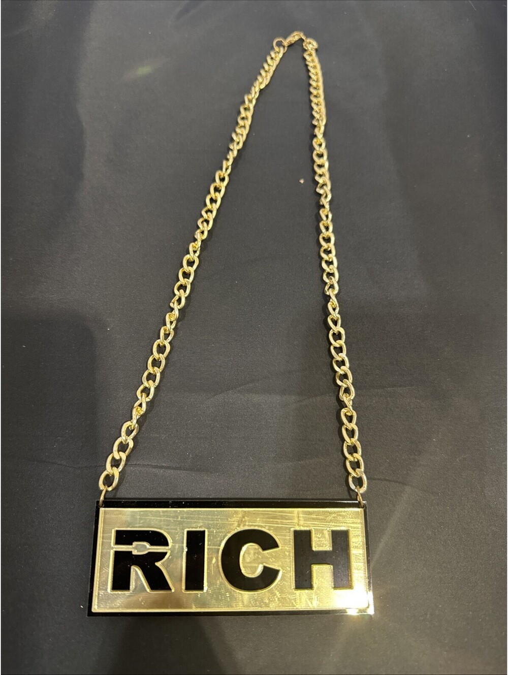 New Hip Hop Rich Chain Unisex Bling Lightweight Black & Gold Toned